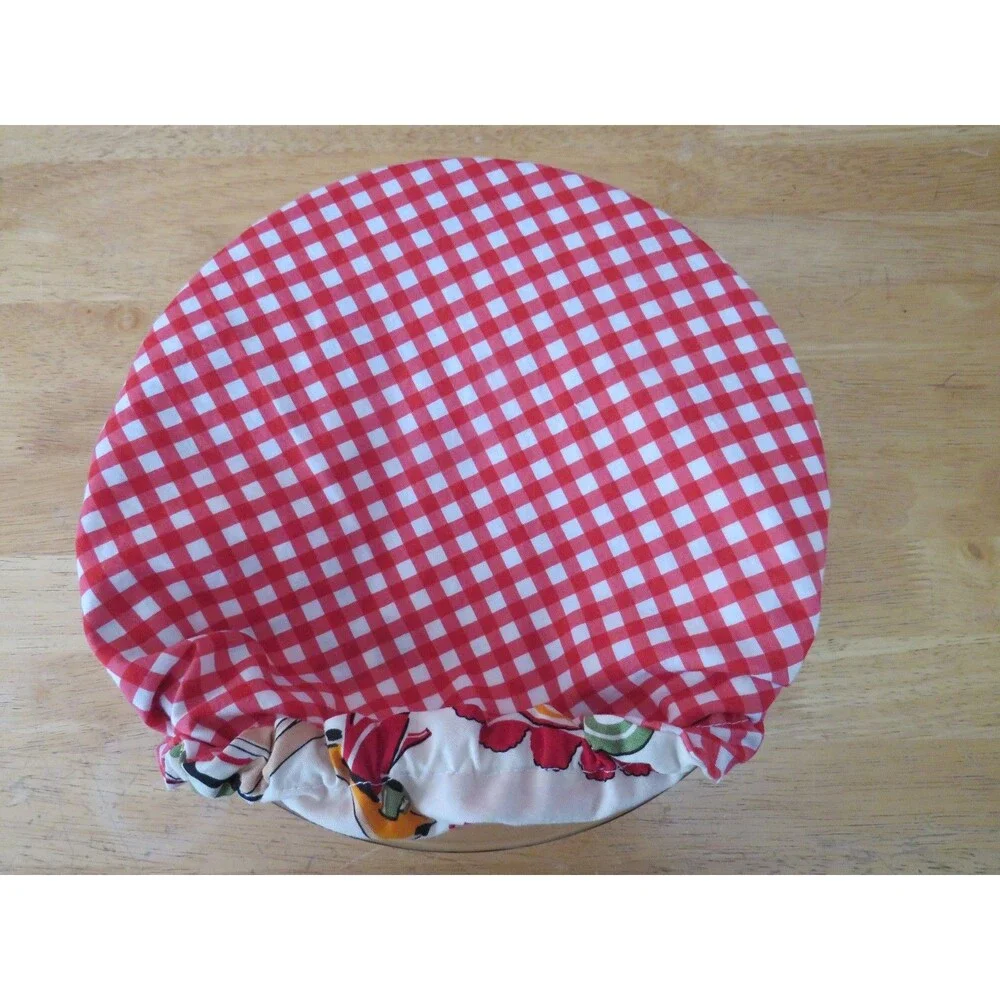 Kitchenaid Bowl Cover Reversible Retro Vintage Kitchen and Red Gingham, 4.5 QUAR